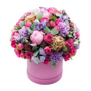 Цветы в коробке «Розовая фантазия»